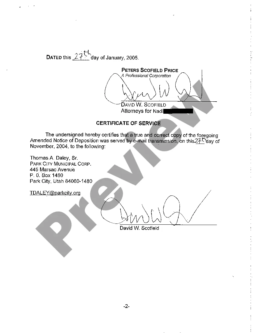 Preview A11 Notice of Continuing Deposition of Plaintiff