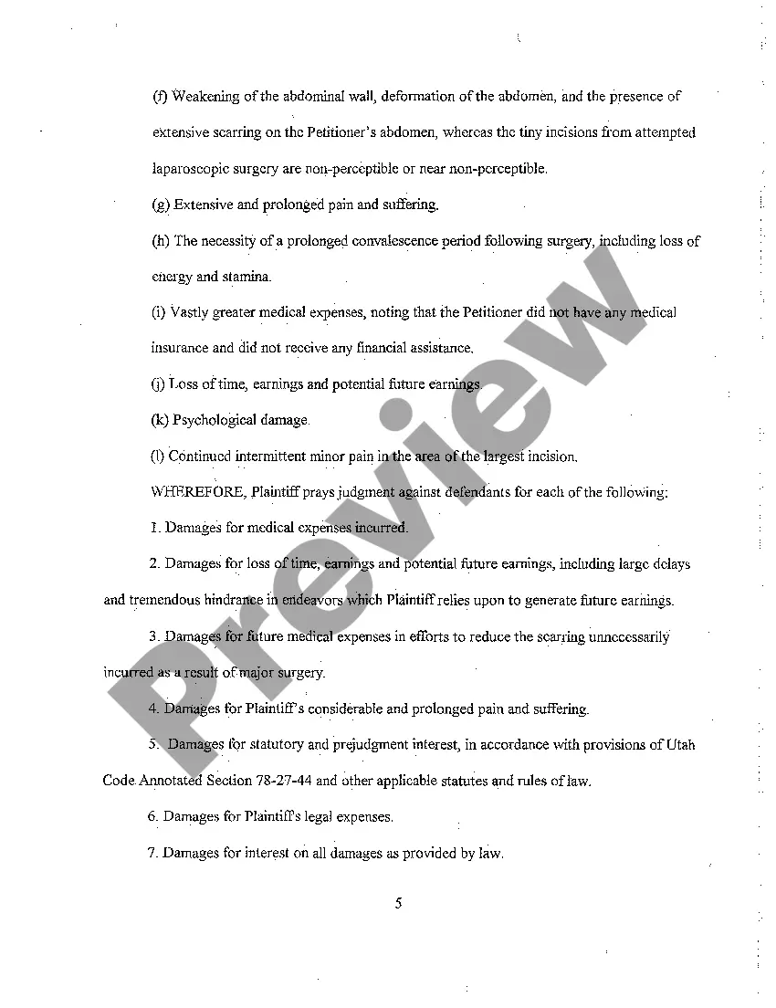 Preview A01 Complaint - Medical Malpractice - Failure to Follow Proper Standard of Care