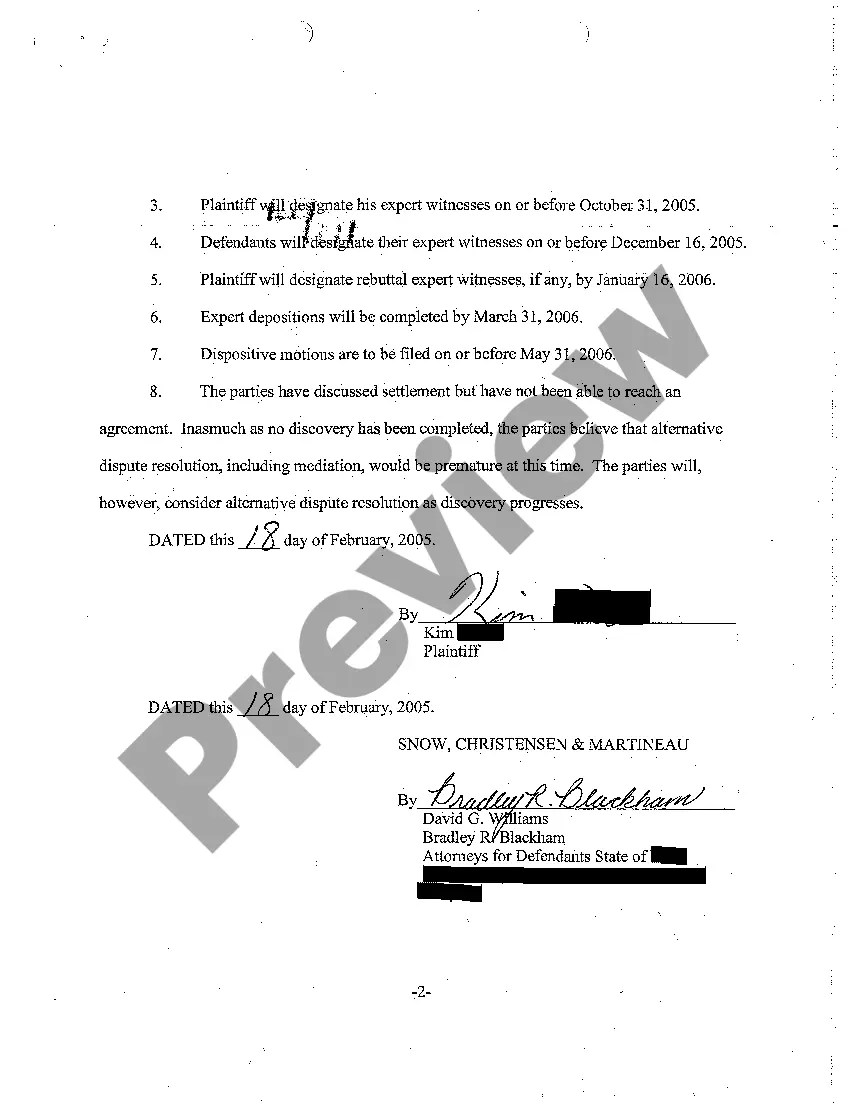 Preview A05 Attorney Planning Report and Scheduling Order