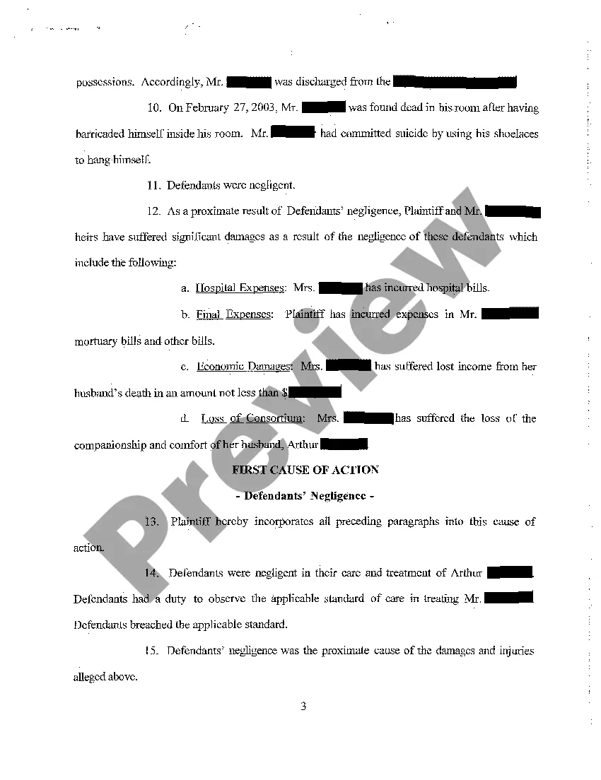 Get A01 Complaint and Jury Demand - Negligence - Negligent Infliction of Emotional Distress Preview A01 Complaint and Jury Demand - Negligence - Negligent Infliction of Emotional Distress