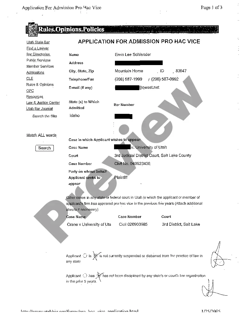 Preview A05 Motion and Consent of Sponsoring Local Counsel for Pro Hac Vice Admission of Plaintiff's Attorney