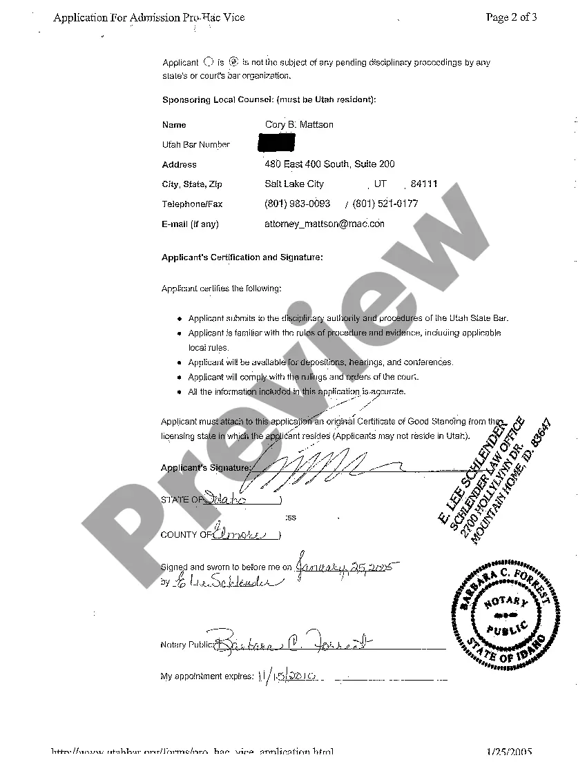 Preview A05 Motion and Consent of Sponsoring Local Counsel for Pro Hac Vice Admission of Plaintiff's Attorney