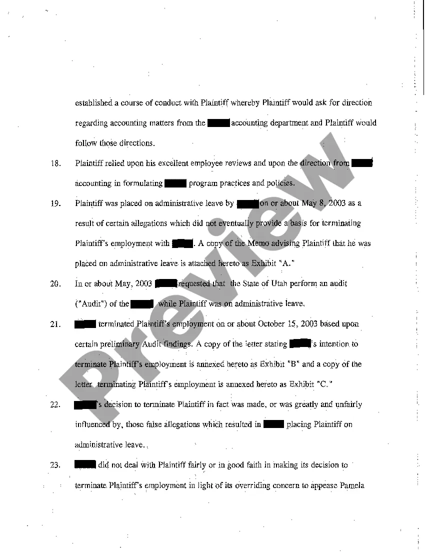 Get A01 Complaint and Jury Demand - Breach of Employment Contract - Breach of Implied Contract - Breach of Duty of Good Faith and Fair Dealing Preview A01 Complaint and Jury Demand - Breach of Employment Contract - Breach of Implied Contract - Breach of Duty of Good Faith and Fair Dealing