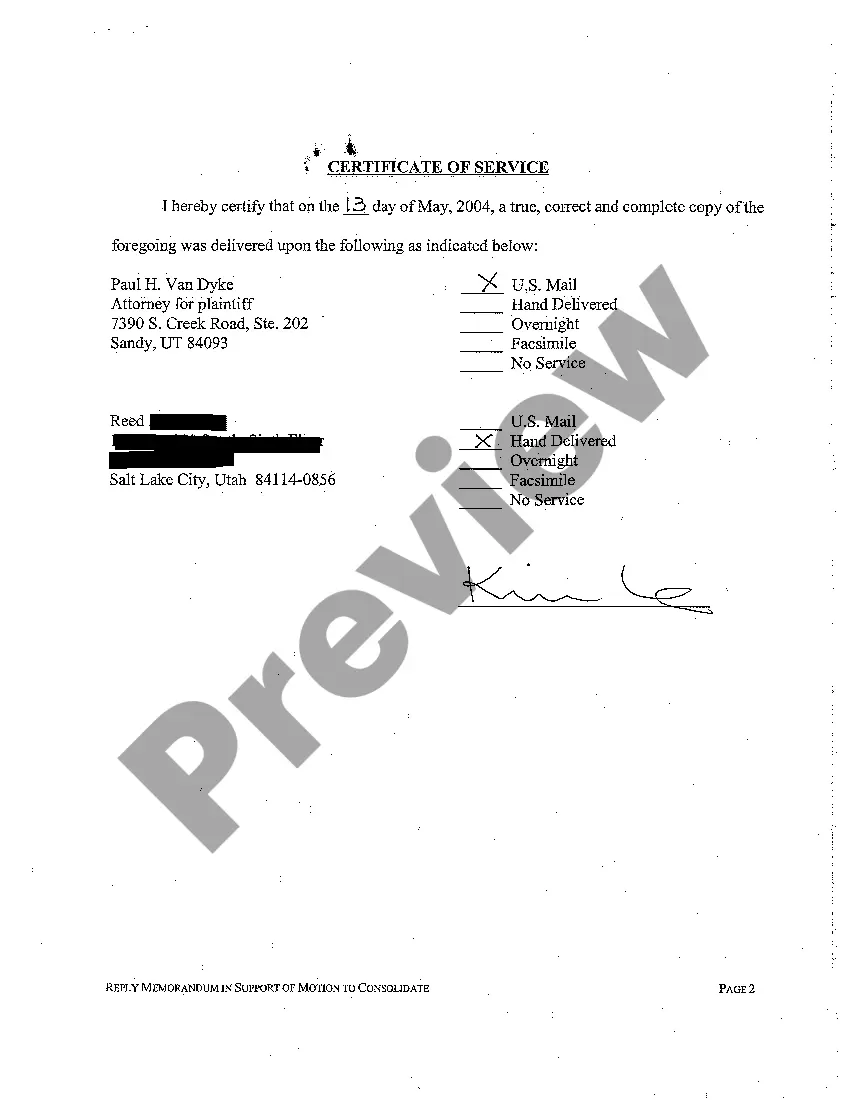 Get A06 Reply Memorandum Regarding Motion to Consolidate - Withdrawal of Motion Preview A06 Reply Memorandum Regarding Motion to Consolidate - Withdrawal of Motion