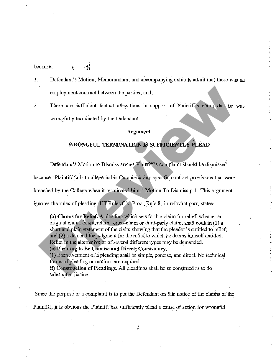 Memorandum Opposing Motion Template Utah Court Forms Us Legal Forms 0218