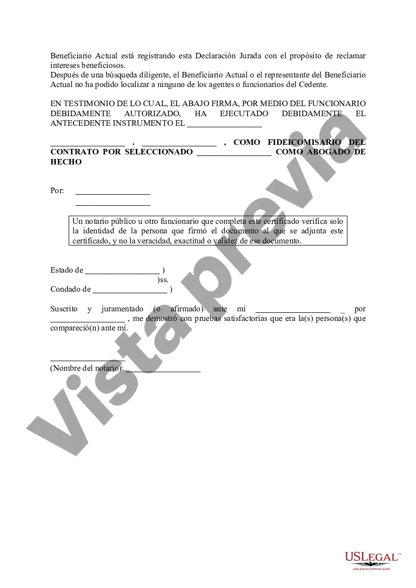 Preview Declaración jurada de asignación perdida