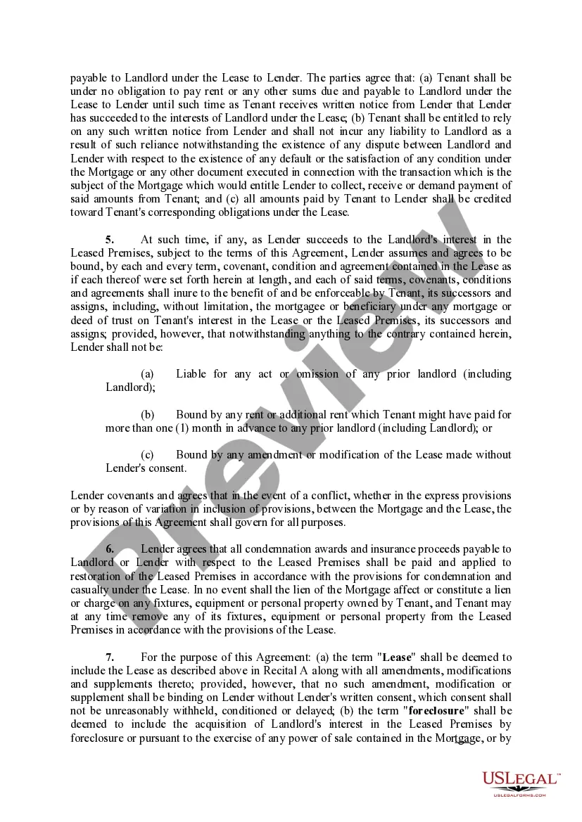Preview Subordination, Non-Disturbance and Attornment Agreement