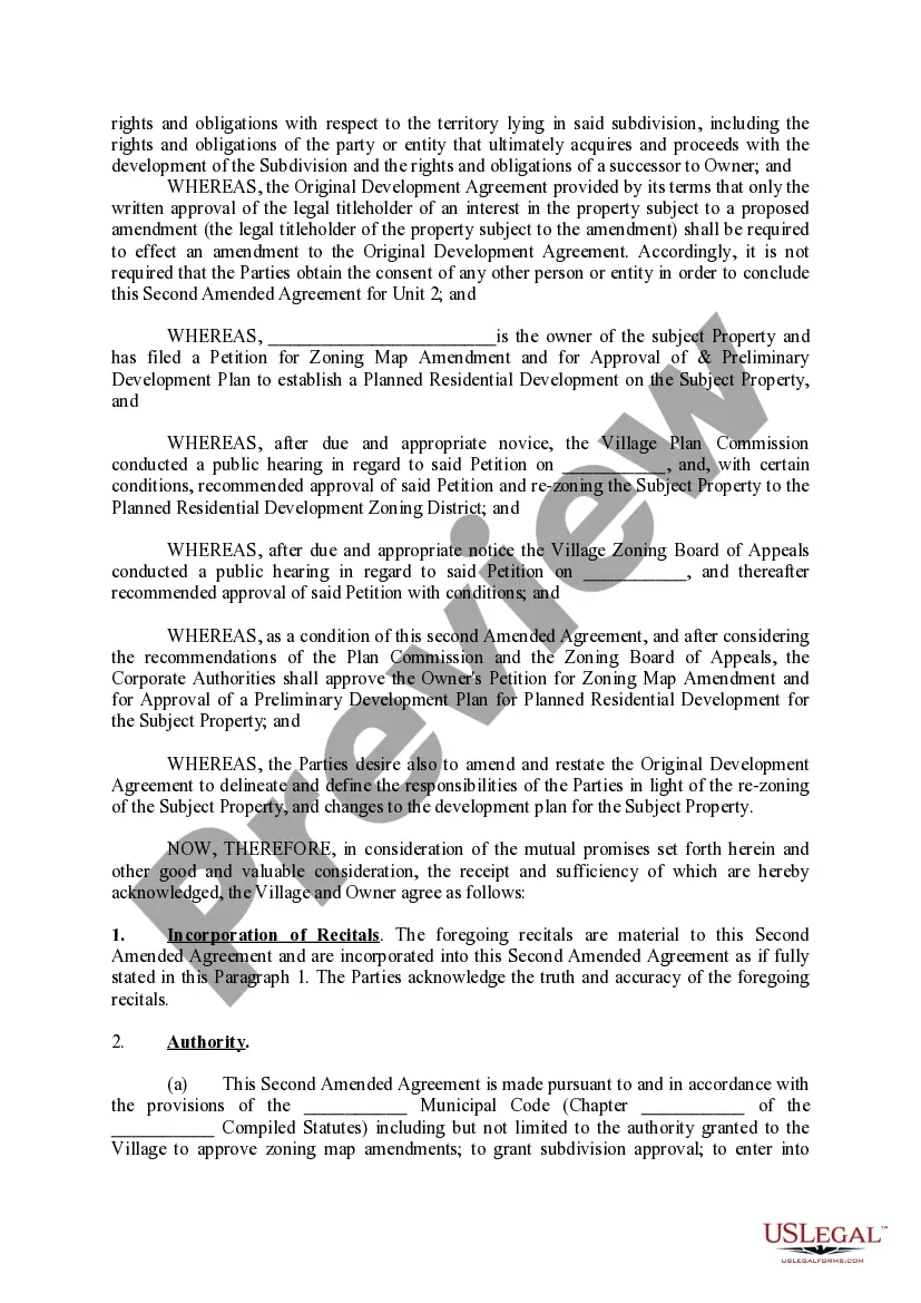Preview Second Amended and Restated Development Agreement For Unit