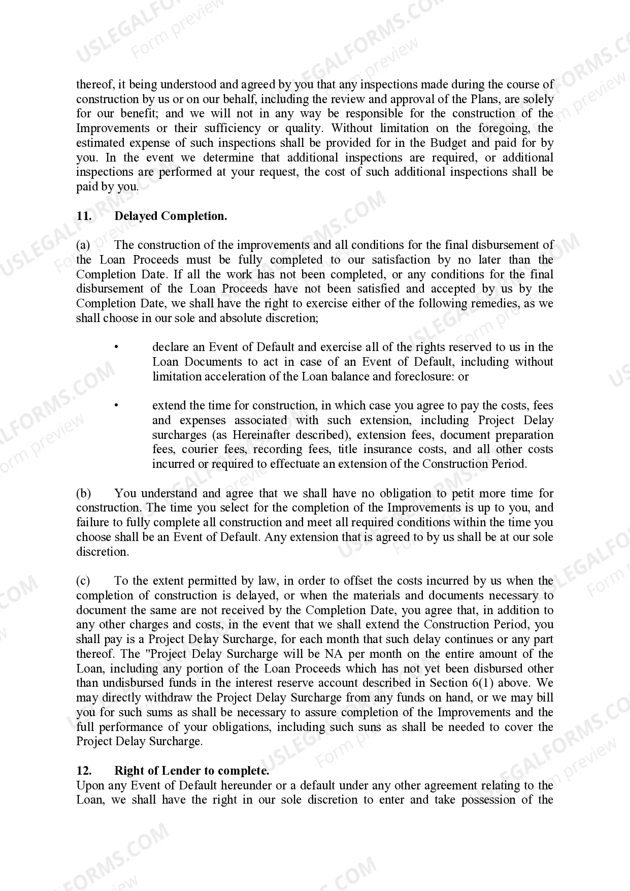 Preview Residential Construction Loan Agreement