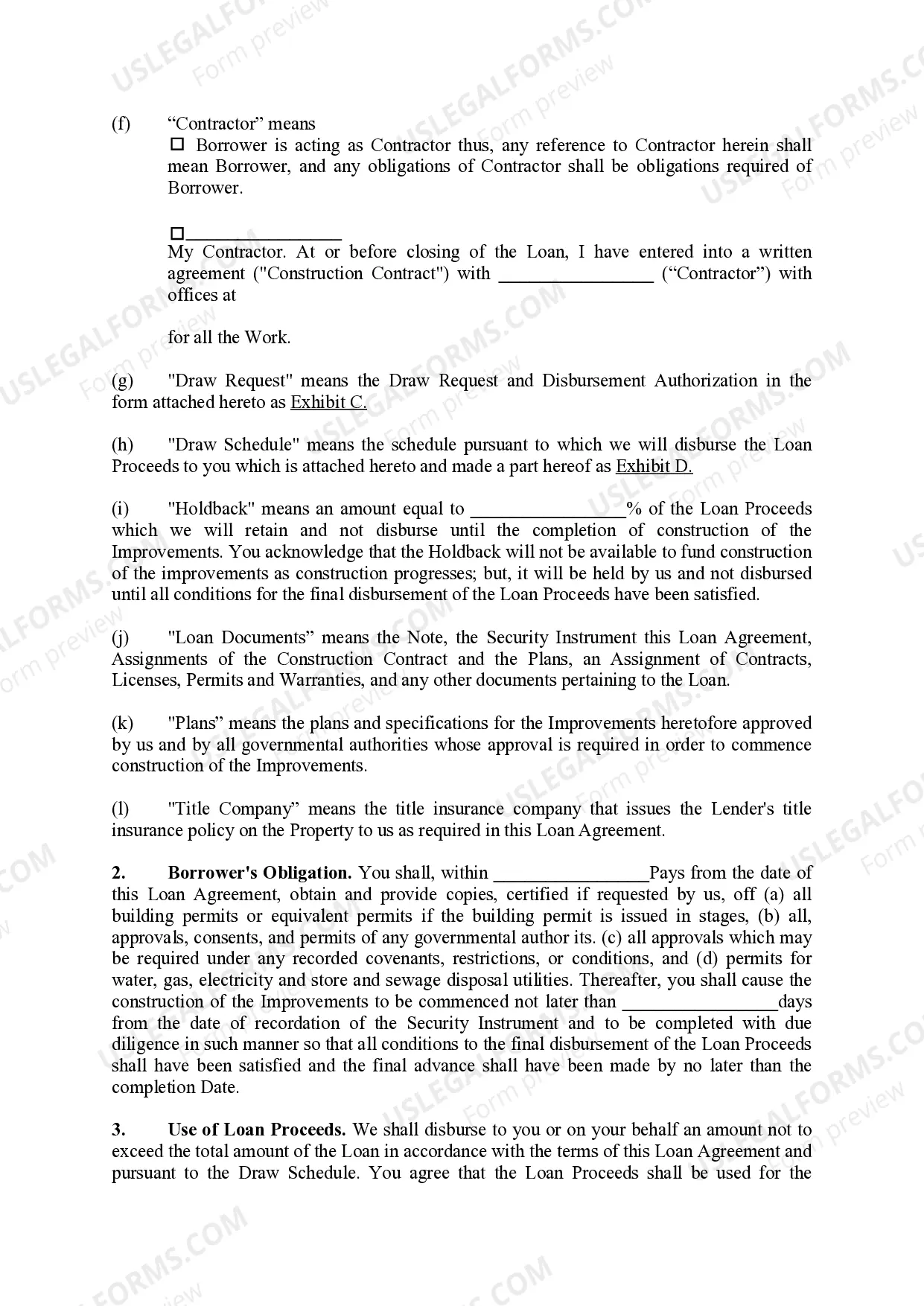 Preview Residential Construction Loan Agreement