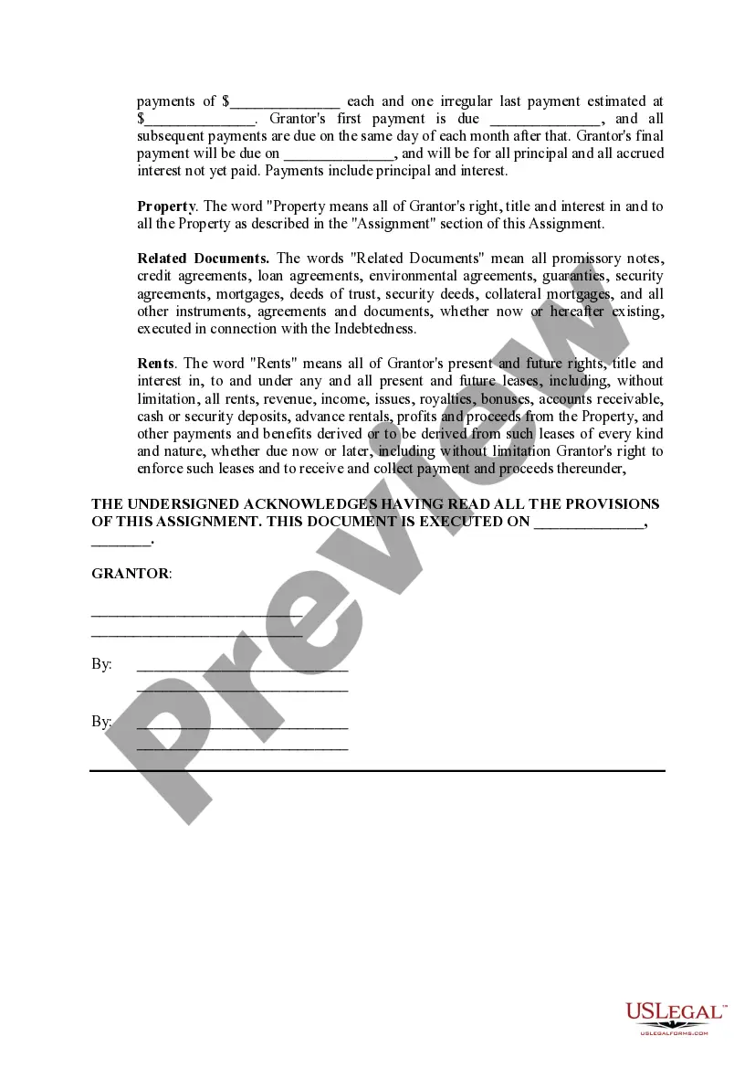 Preview Assignment of Rents