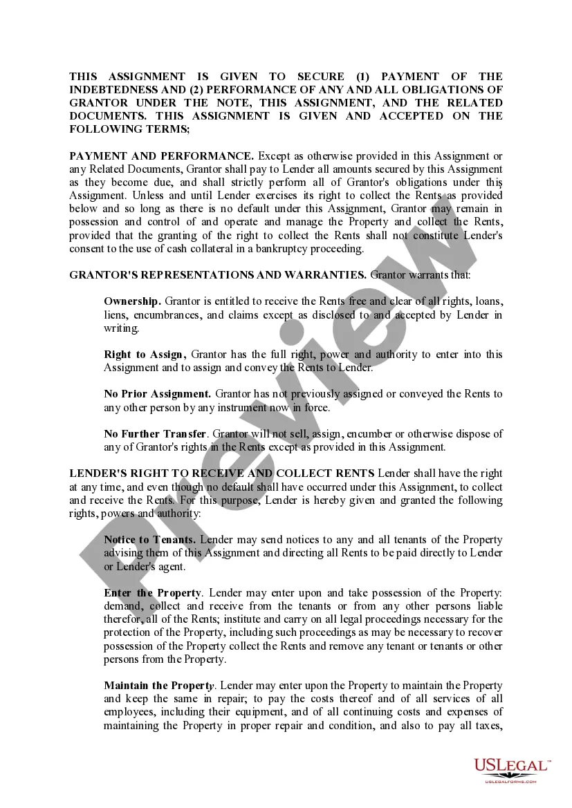 Preview Assignment of Rents