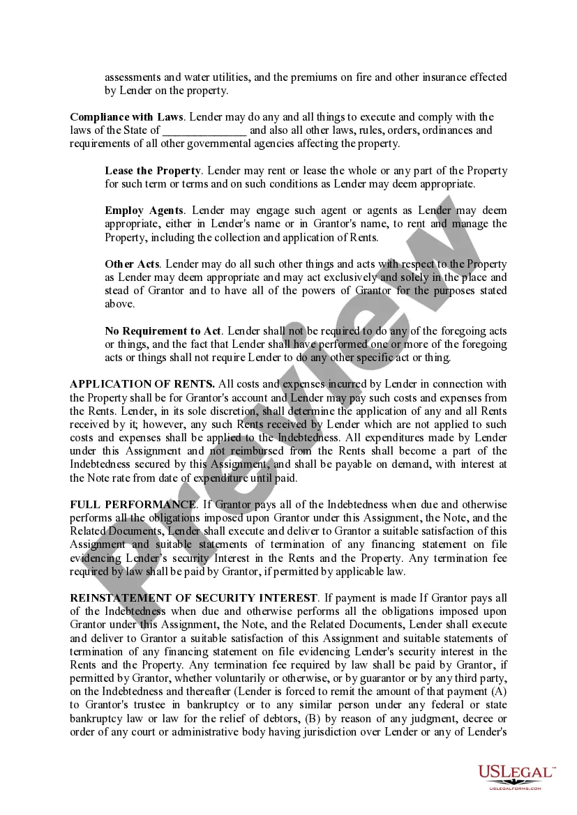 Preview Assignment of Rents