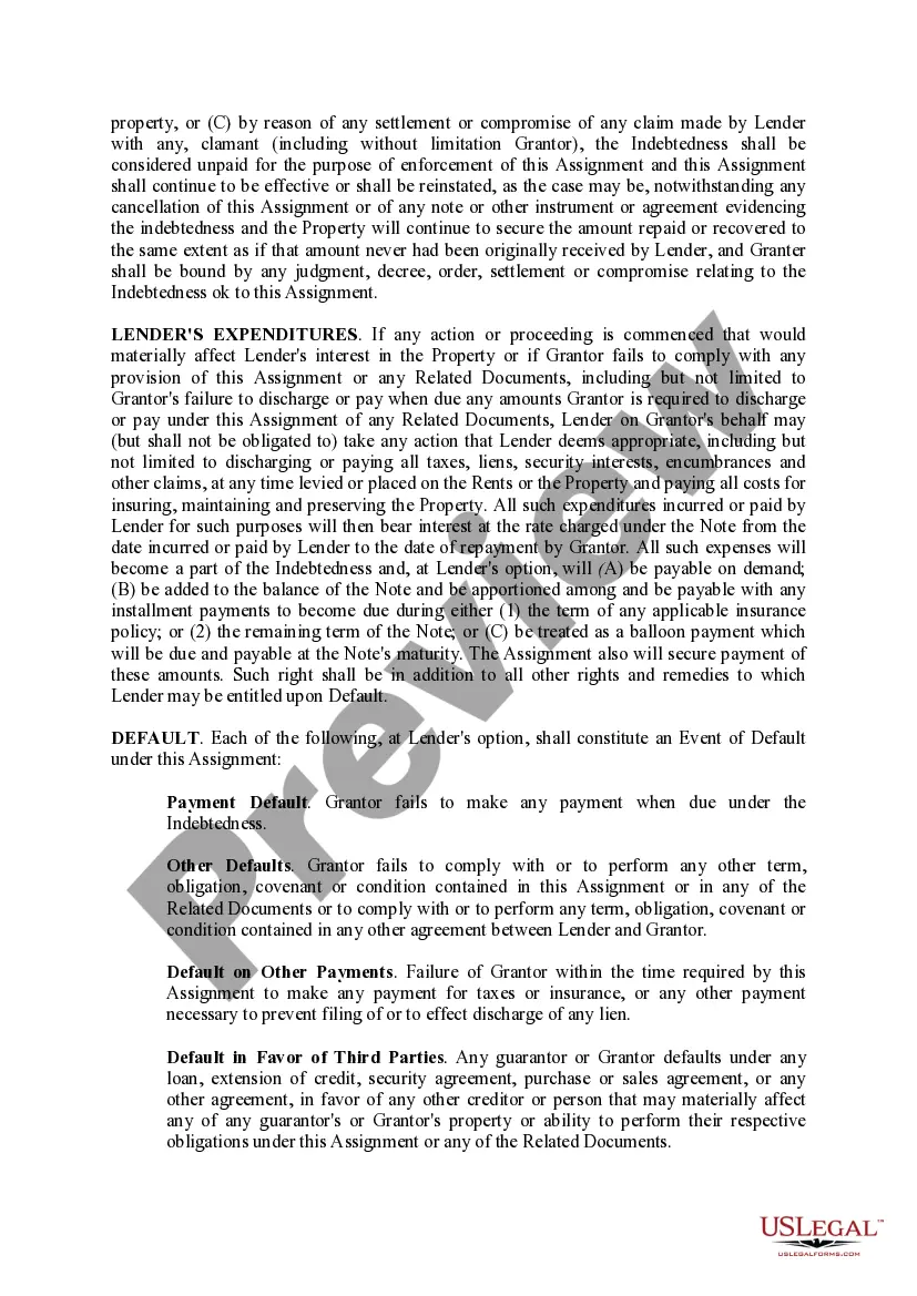 Preview Assignment of Rents