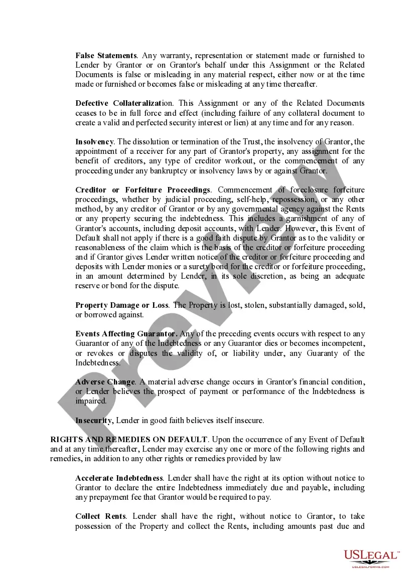 Preview Assignment of Rents