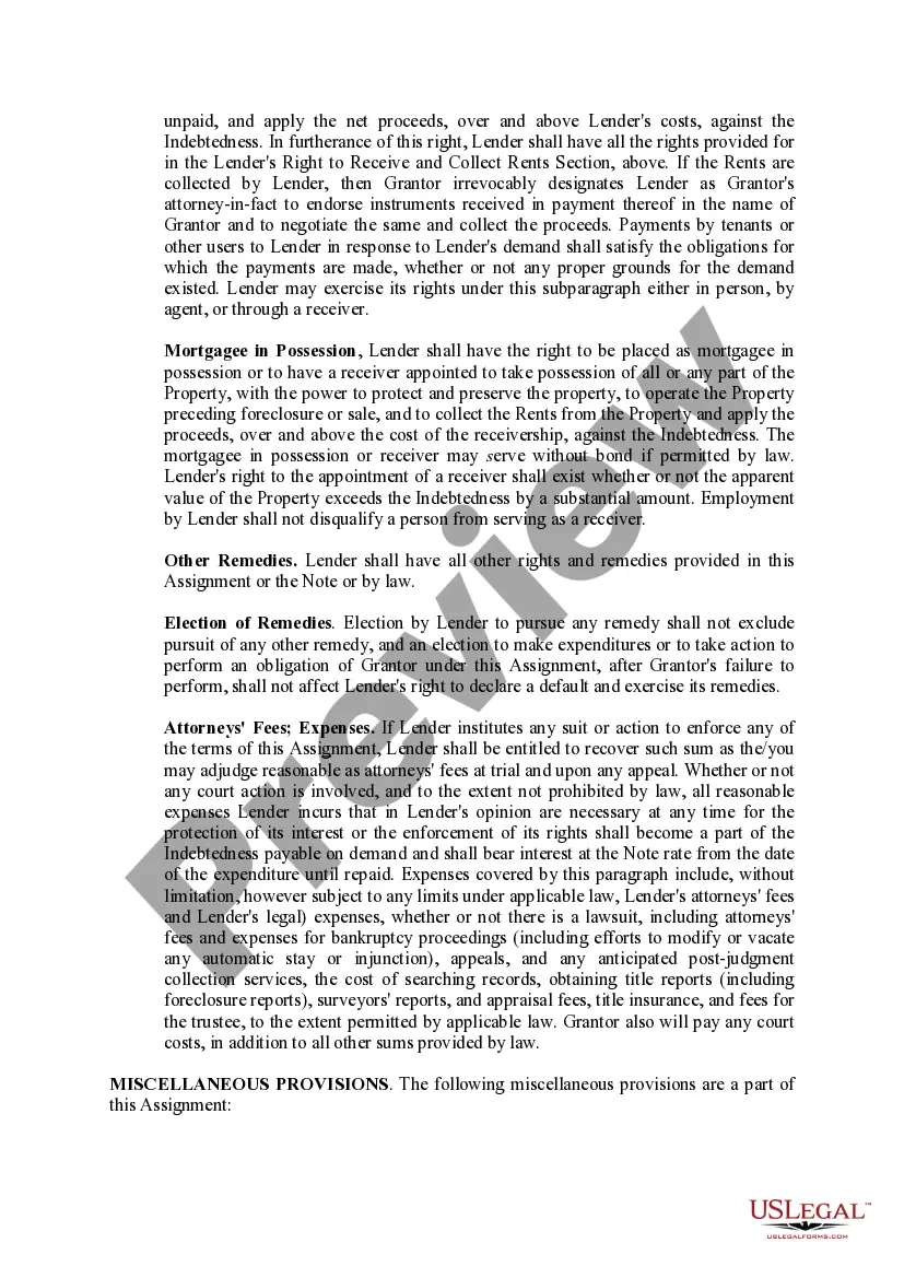 Preview Assignment of Rents