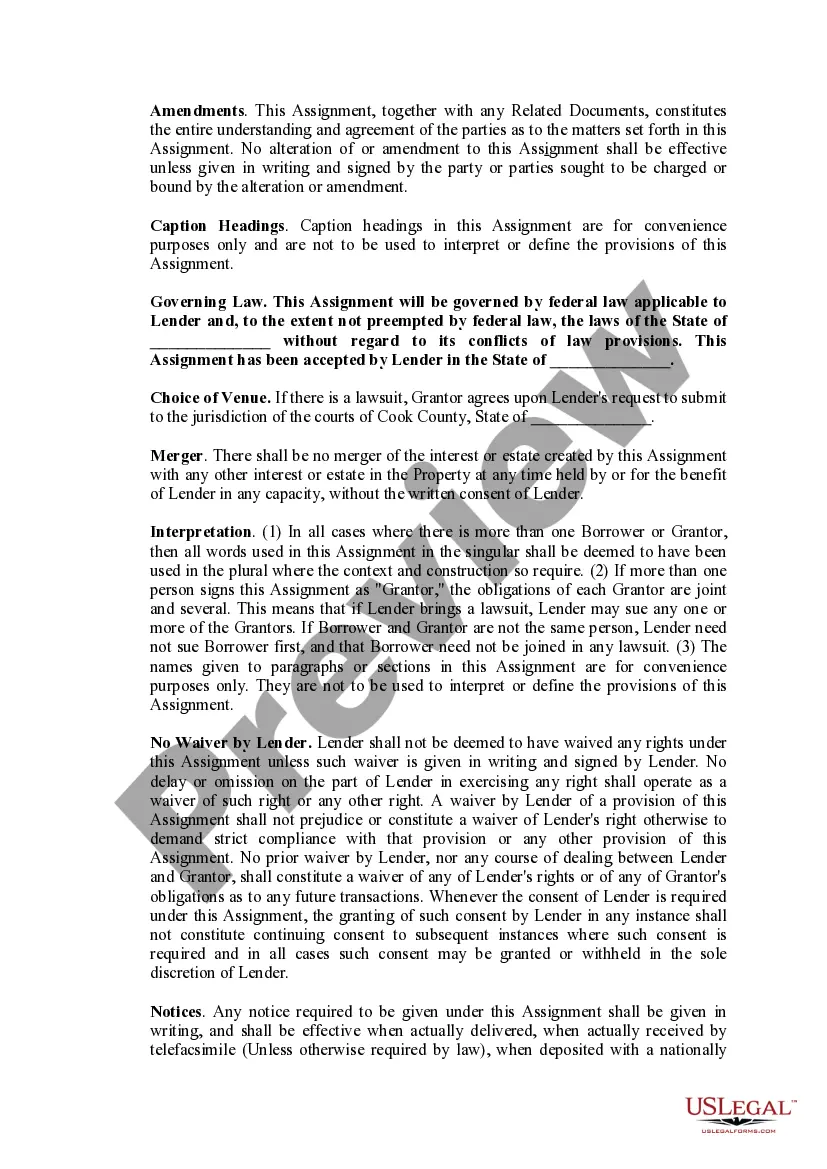 Preview Assignment of Rents