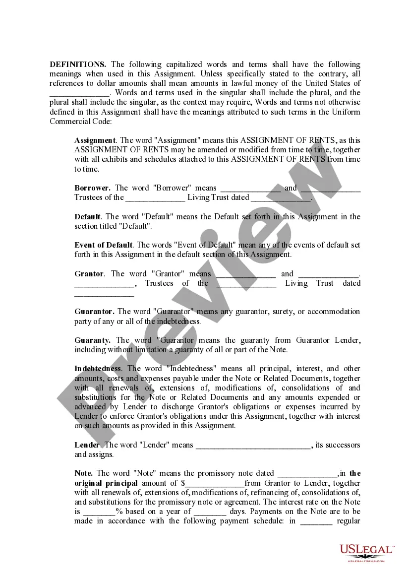 Preview Assignment of Rents