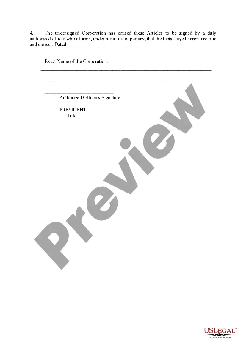 Preview Articles of Incorporation