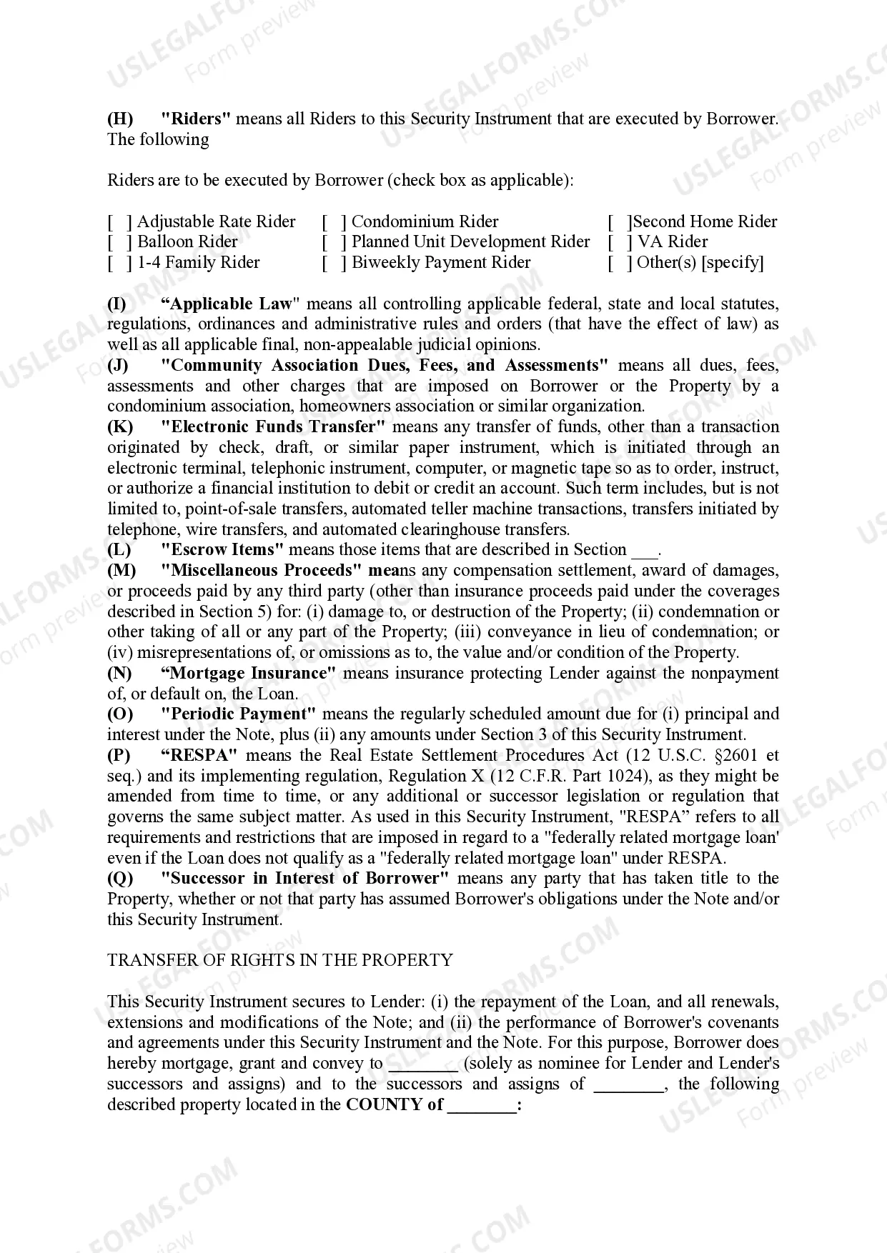 Preview Mortgage Security Agreement