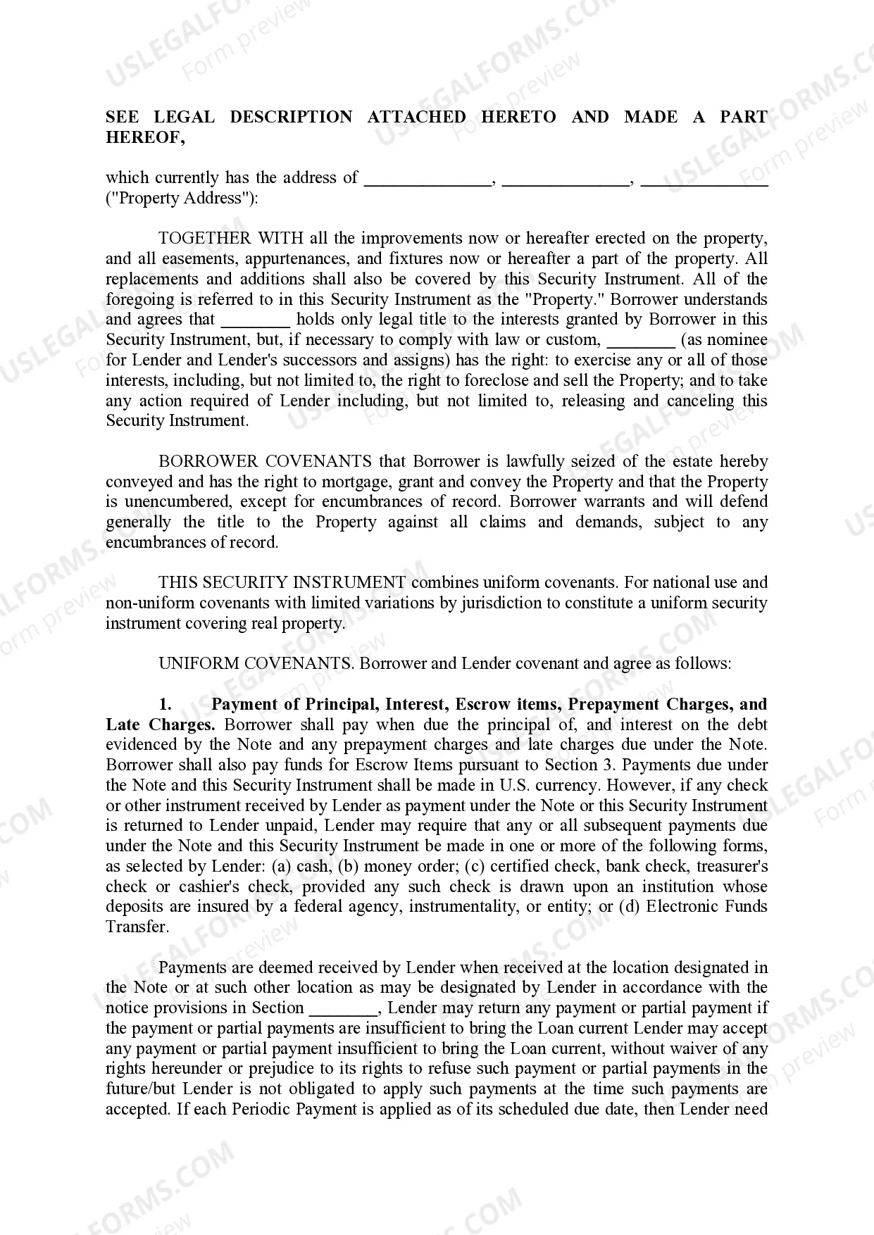 Preview Mortgage Security Agreement