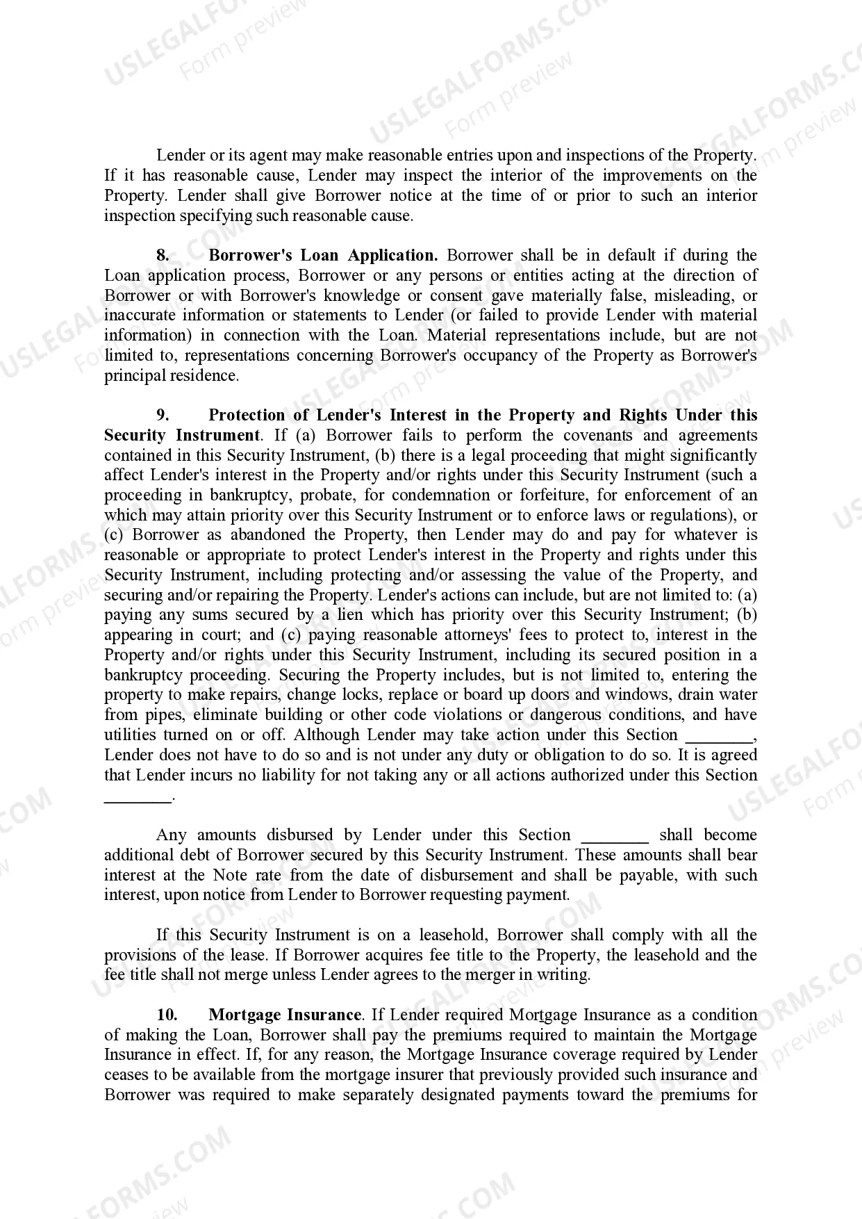 Preview Mortgage Security Agreement