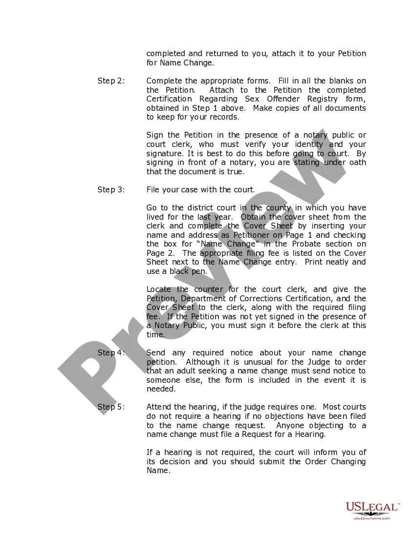 Preview Utah Name Change Instructions and Forms Package for an Adult