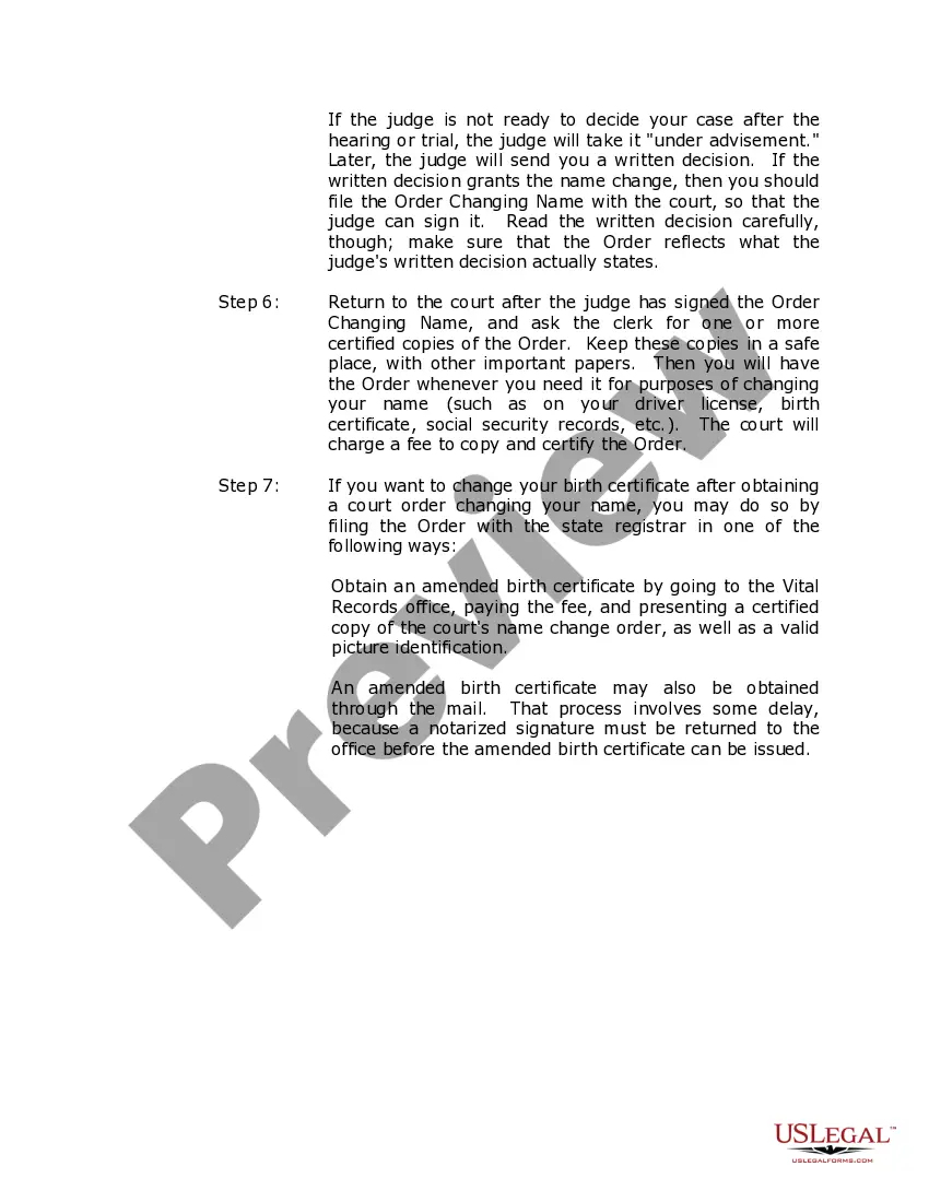Preview Utah Name Change Instructions and Forms Package for an Adult