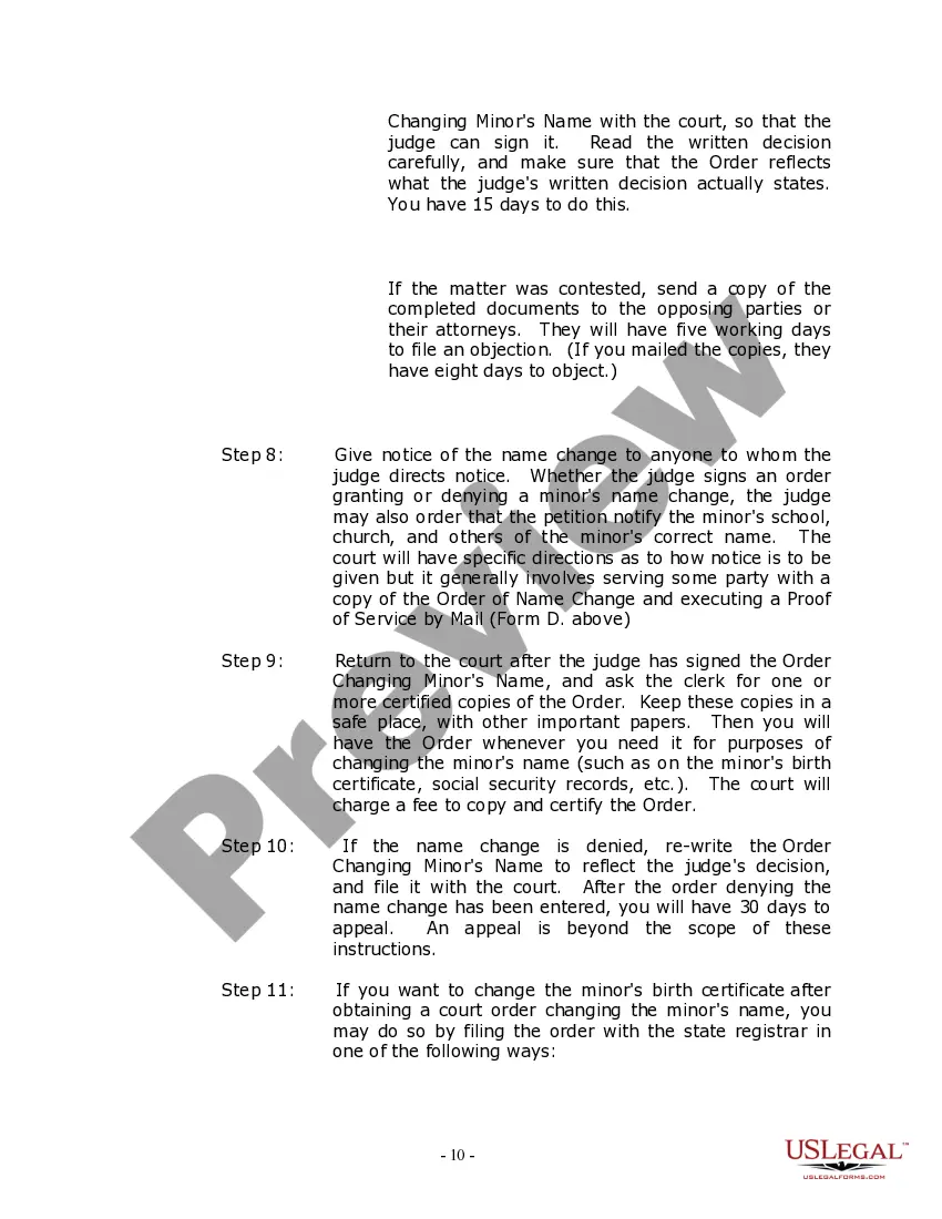 Preview Utah Name Change Instructions and Forms Package for a Minor