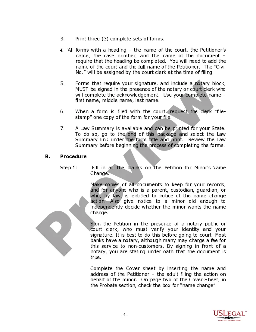 Preview Utah Name Change Instructions and Forms Package for a Minor