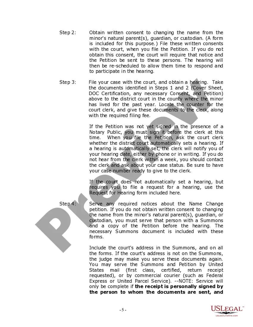 Preview Utah Name Change Instructions and Forms Package for a Minor