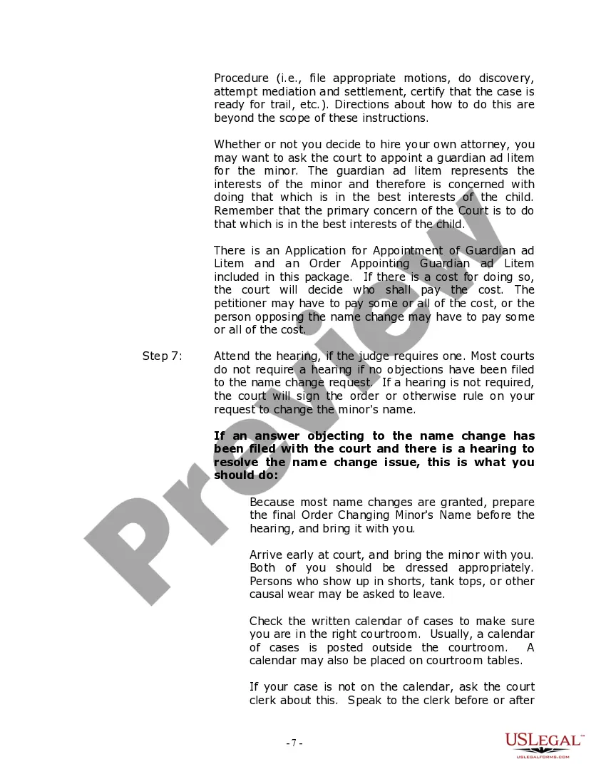 Preview Utah Name Change Instructions and Forms Package for a Minor