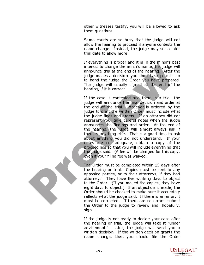 Preview Utah Name Change Instructions and Forms Package for a Minor