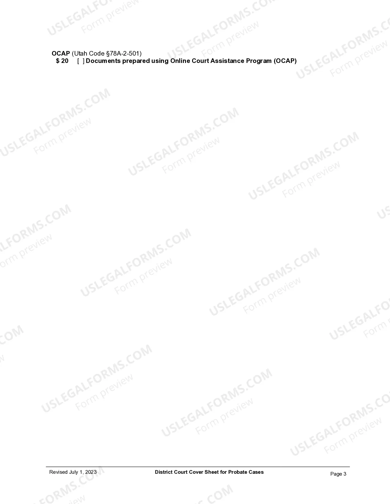 Preview Cover Sheet for Adult or Minor Name Change