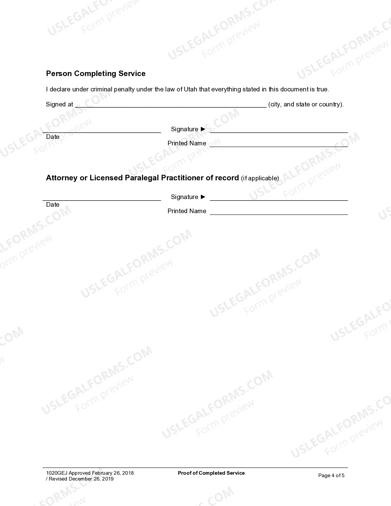 Preview Proof of Service for Name Change