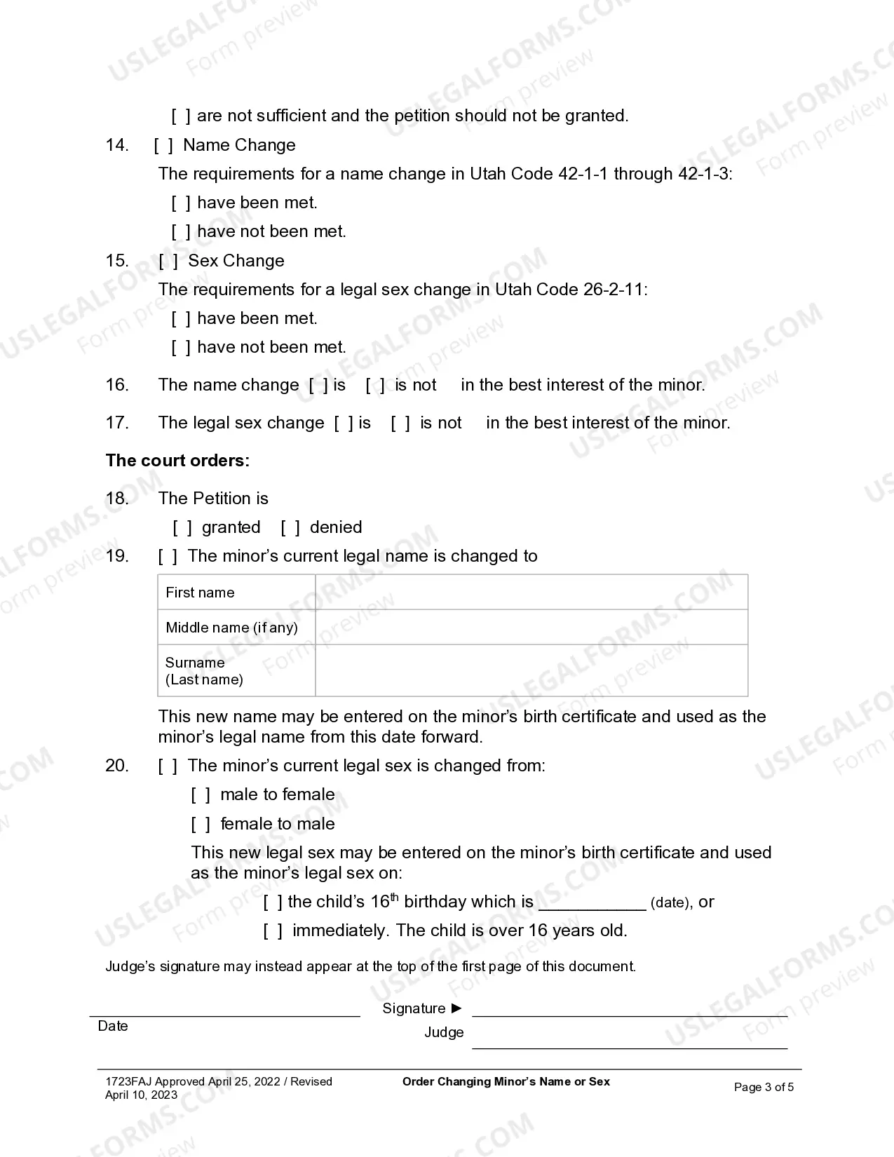 Preview Order for Name Change