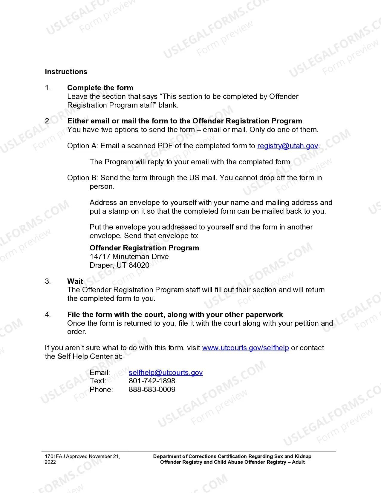 Preview Department of Corrections Certification Regarding Sex and Kidnap Offender - Minor Child