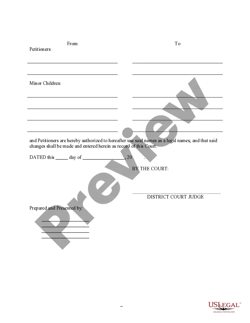 Preview Order for Name Change for Family