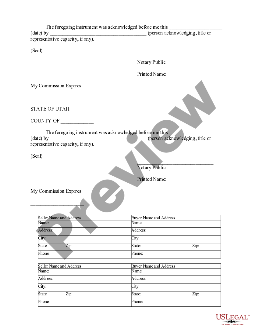 Utah Notice of Option for Recording US Legal Forms