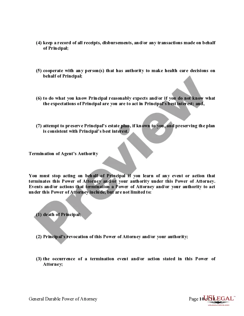 Preview General Durable Power of Attorney for Property and Finances or Financial Effective upon Disability