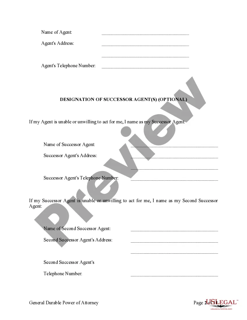 Preview General Durable Power of Attorney for Property and Finances or Financial Effective upon Disability