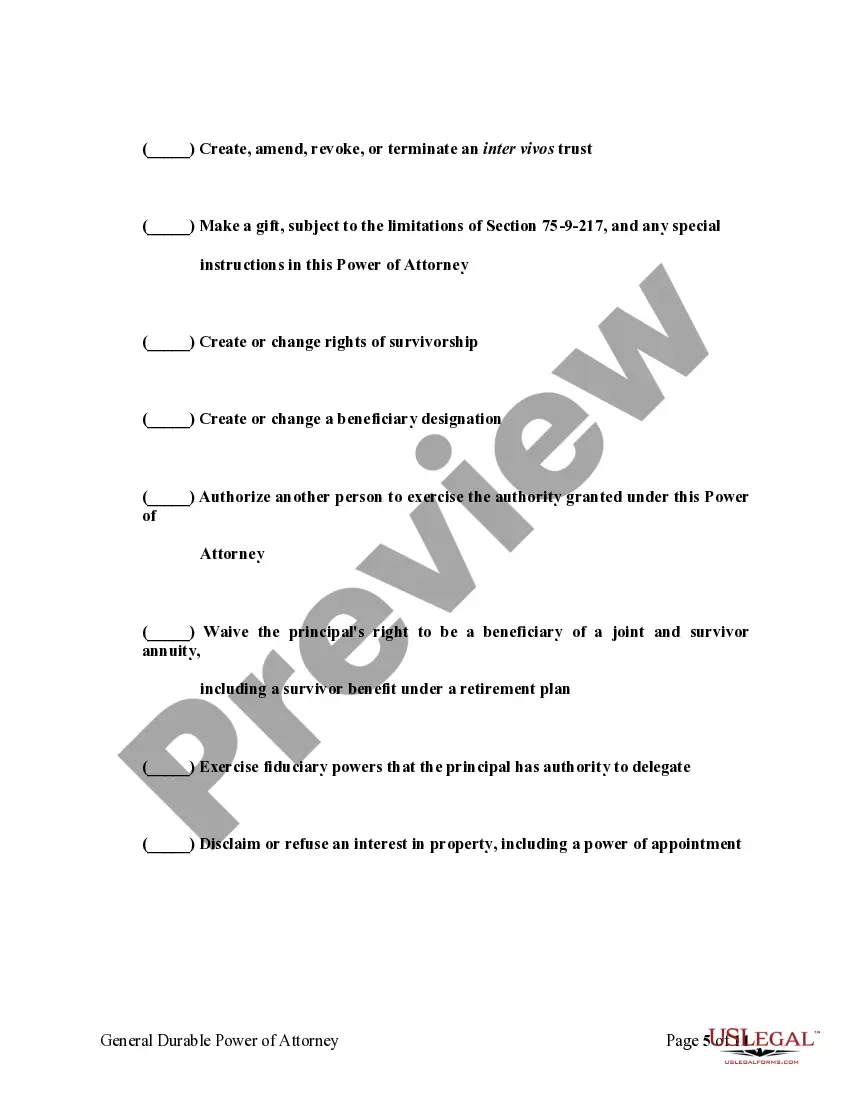 Preview General Durable Power of Attorney for Property and Finances or Financial Effective upon Disability