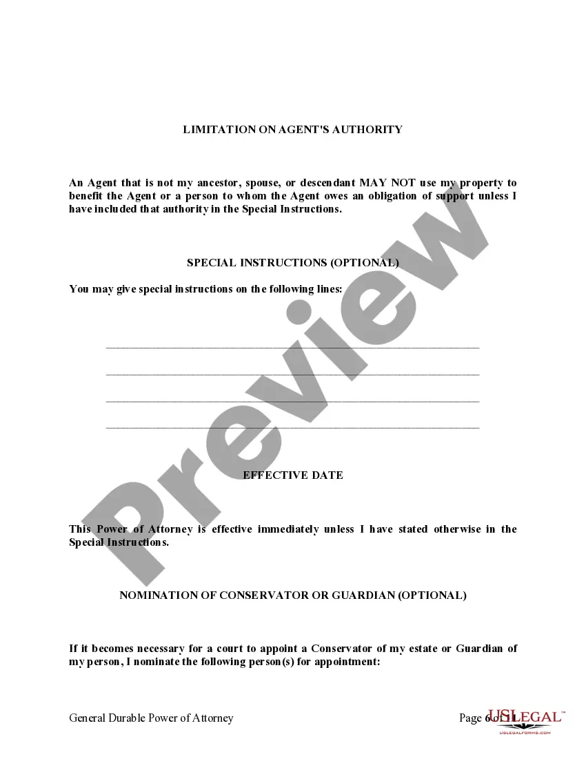 Preview General Durable Power of Attorney for Property and Finances or Financial Effective upon Disability