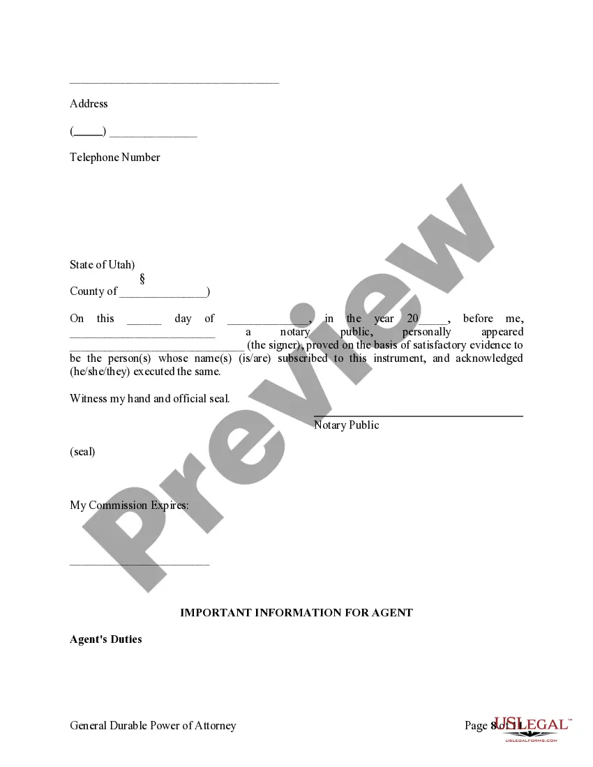 Preview General Durable Power of Attorney for Property and Finances or Financial Effective upon Disability