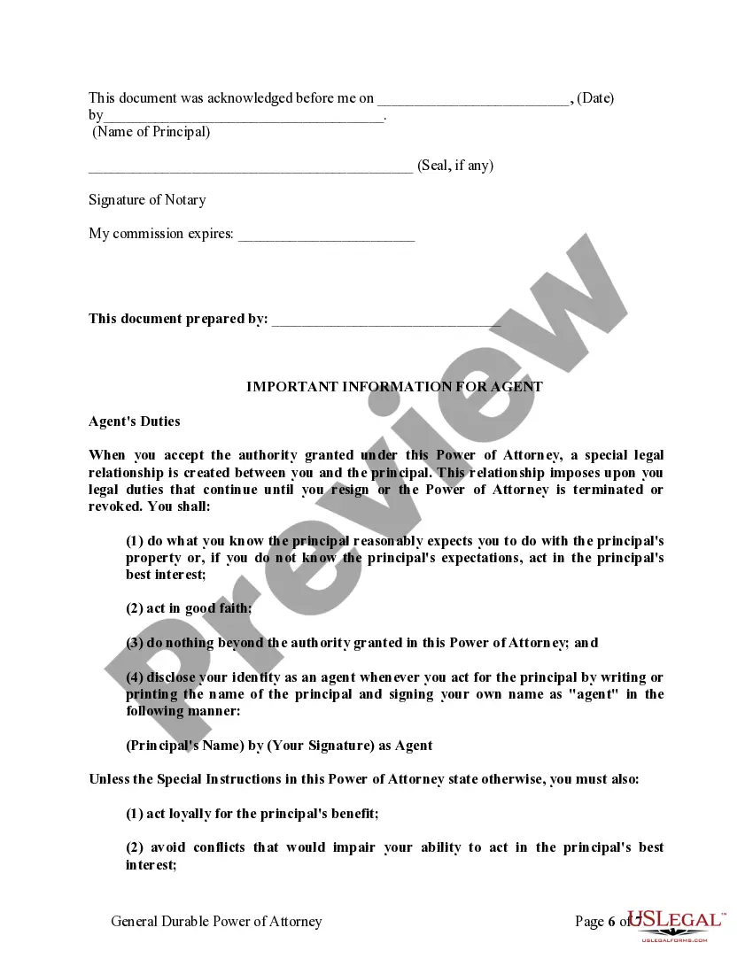 Preview General Durable Power of Attorney for Property and Finances or Financial Effective Immediately