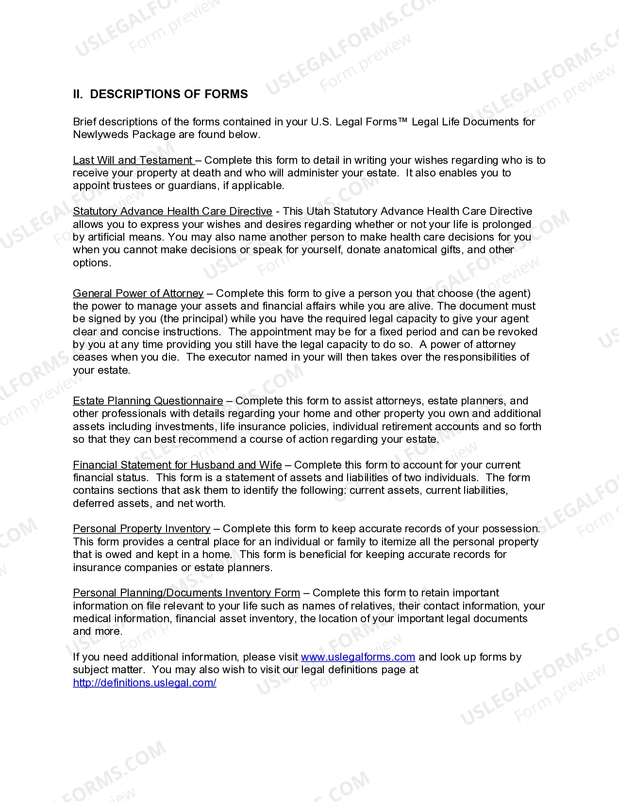 Preview Utah Essential Legal Life Documents for Newlyweds