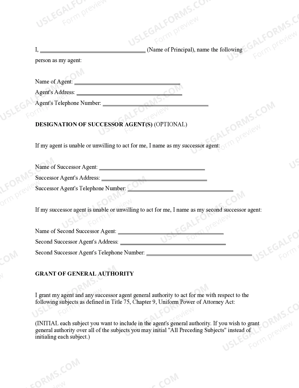 Preview Statutory Power of Attorney