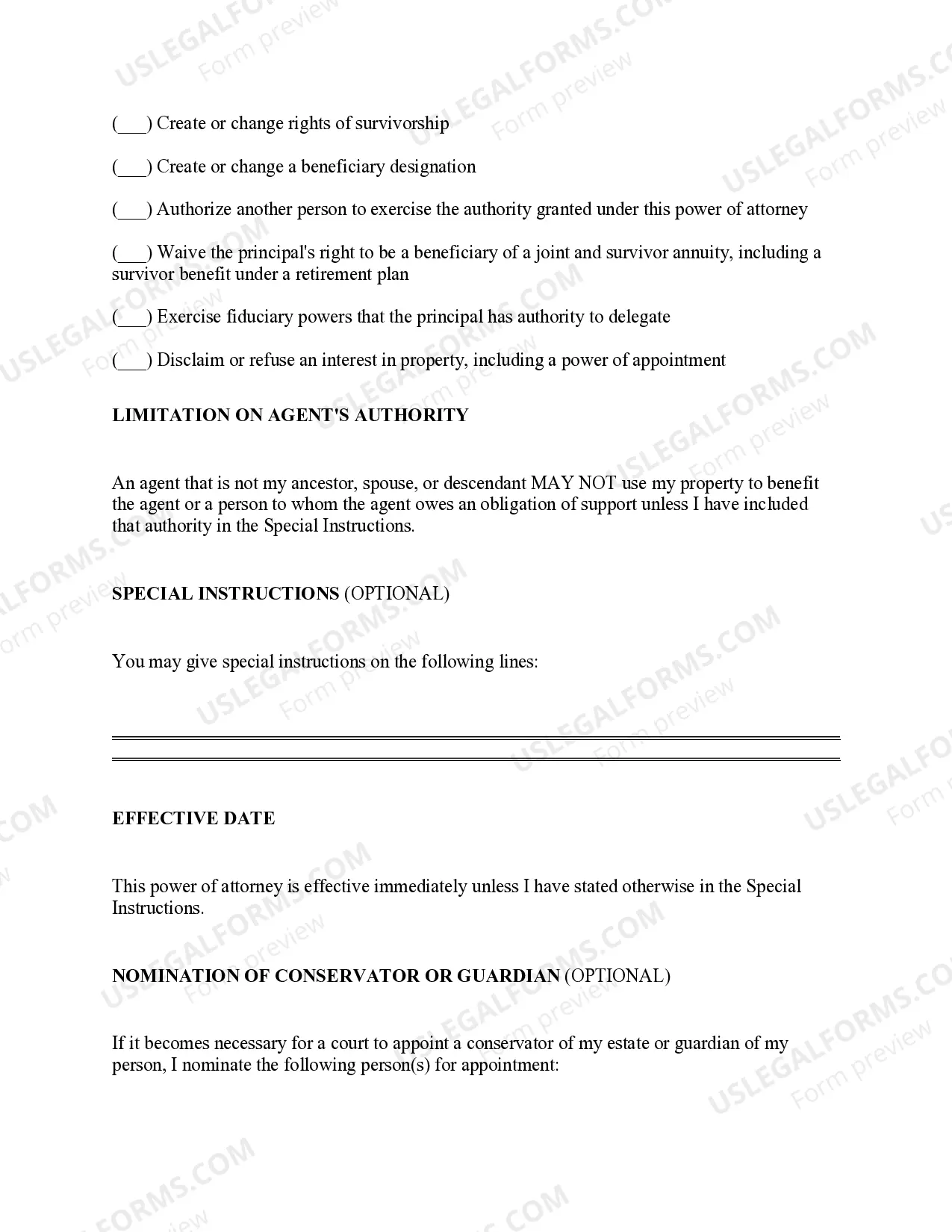 Preview Statutory Power of Attorney