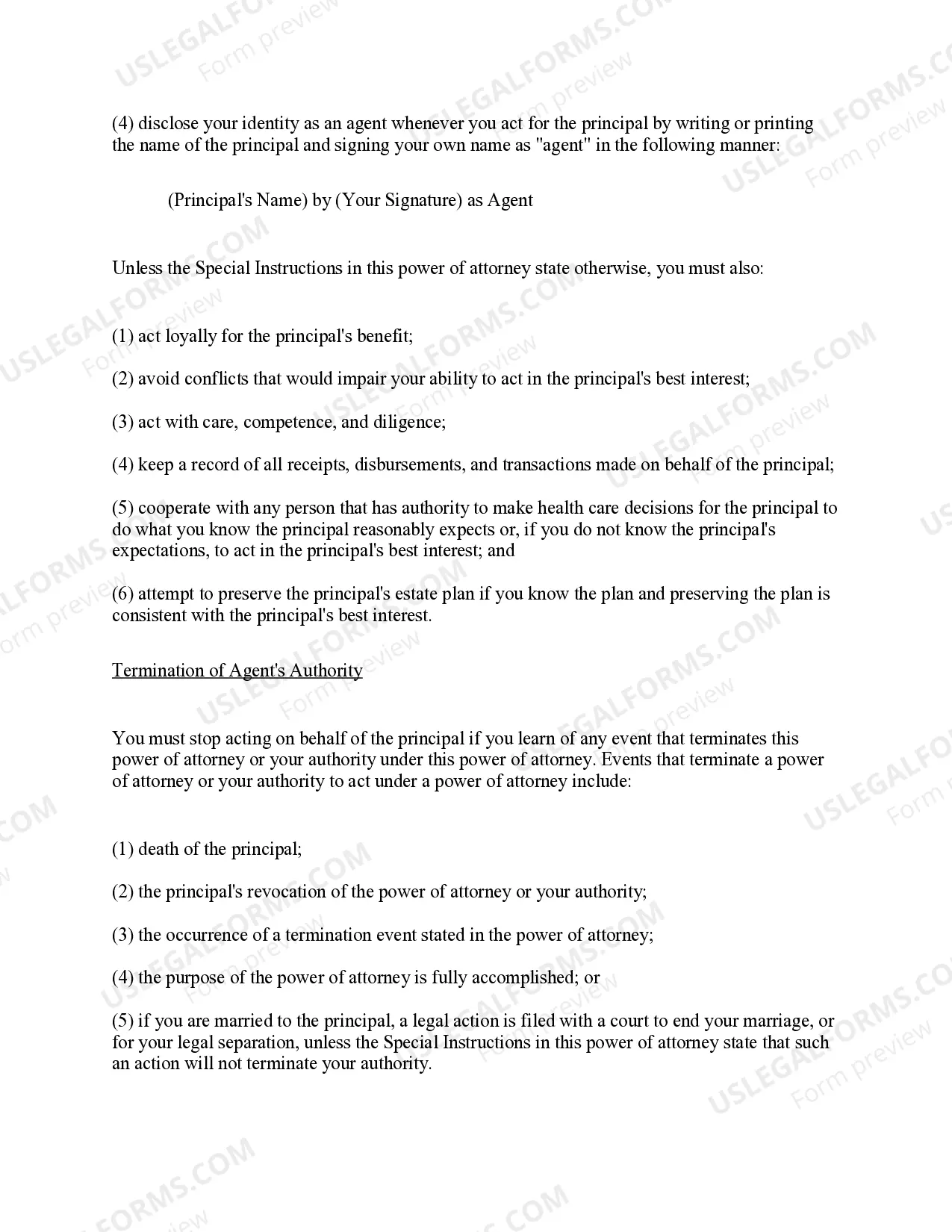 Preview Statutory Power of Attorney