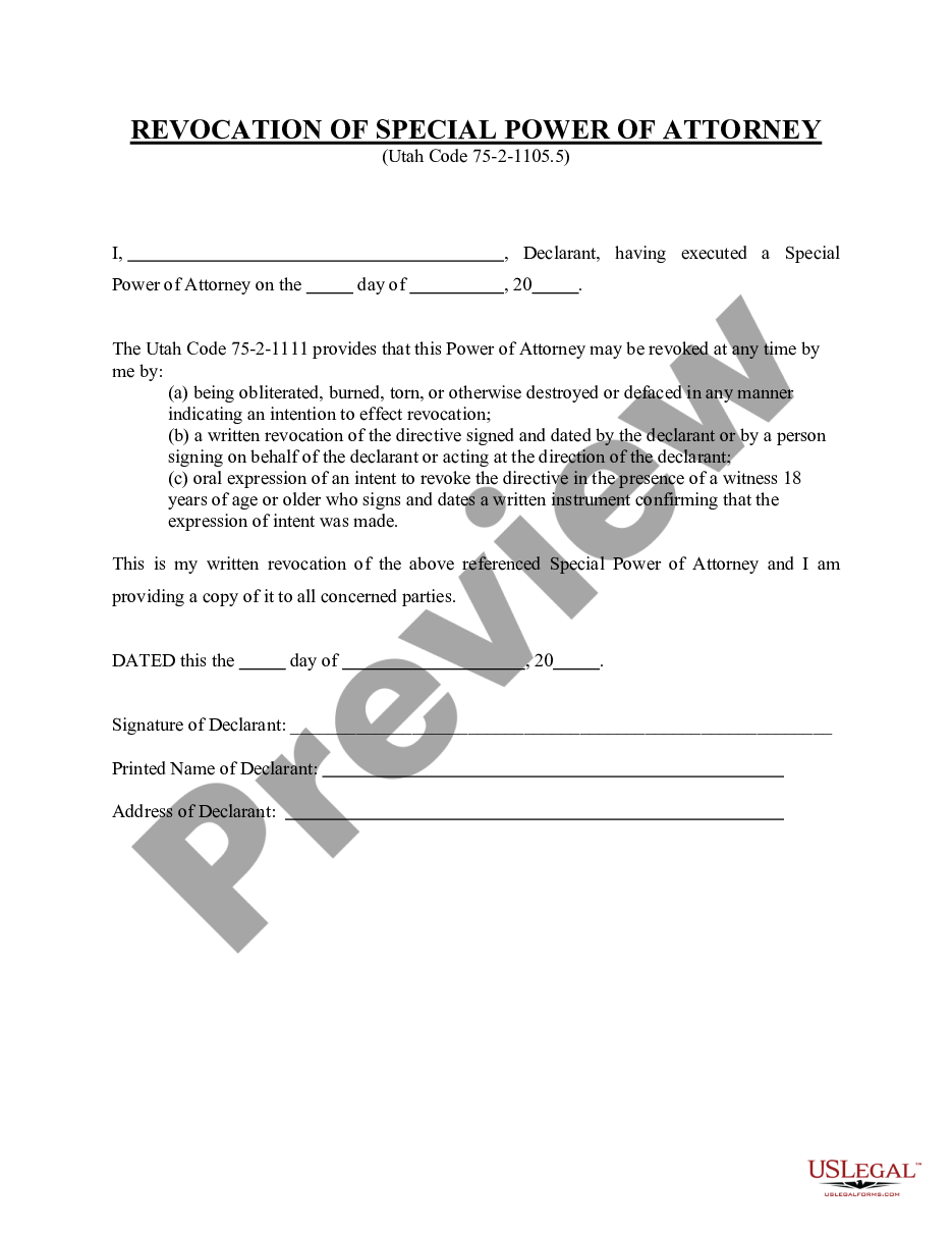 Revocation Of Special Power Of Attorney With Signature Us Legal Forms 4740